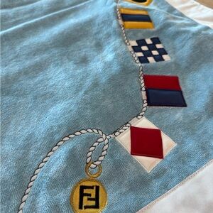 NWT Fendi Casa Plush Nautical Blue Beach Towel